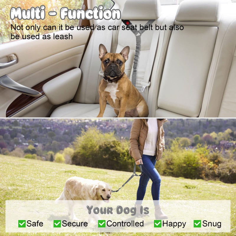 BWOGUE 2 Packs Dog Cat Safety Seat Belt Strap Car Headrest Restraint Adjustable Nylon Fabric Dog Restraints Vehicle Seatbelts Harness - Image 5